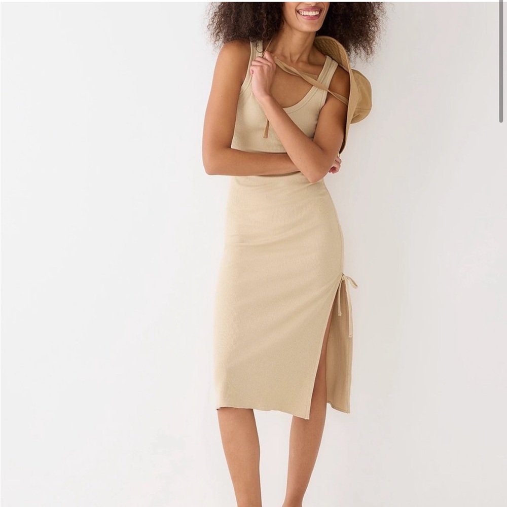 Ruched midi dress in vintage rib